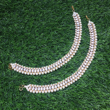 Kundan Pearl Anklet Zayn Luxury Jewellery